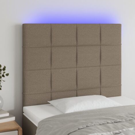 Tête de lit Décoratif à LED Taupe 80x5x118/128 cm Tissu -BV88891