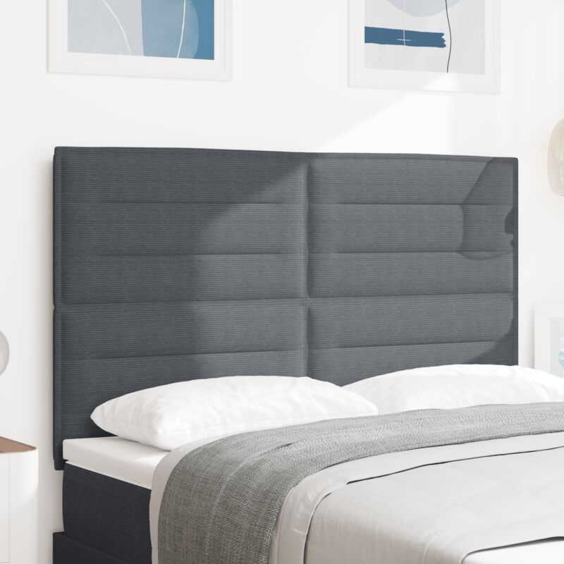 Tête de lit Design Simple Gris Foncé 140 cm en Tissu Velours Côtelé Vidaxl