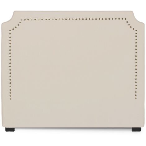 Intensedeco – Tête de lit velours 140cm beige – Décor clous tapissiers – Hauteur 120cm – Installation facile sans perçage