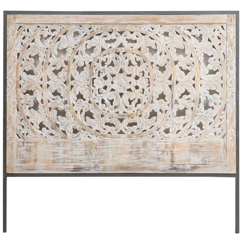 Tête de lit en bois de manguier blanchi Lila