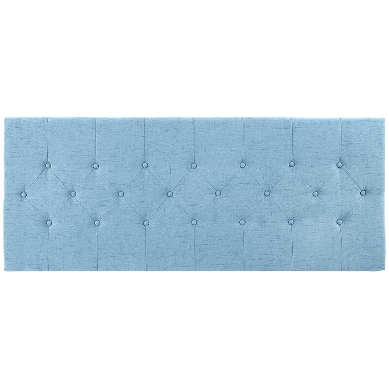 Tête de lit en bois et polyester coloris bleu clair - Longueur 160 x Profondeur 7 x hauteur 65 cm Pegane