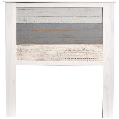 Tête de lit en pin coloris blanc et gris - Longueur 105 x Profondeur 4 x Hauteur 112 cm -PEGANE-