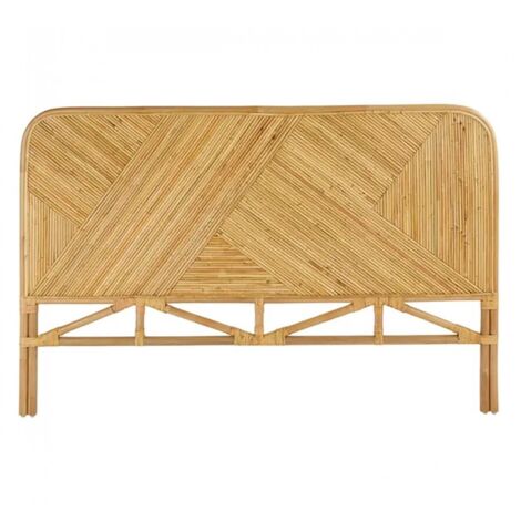 Tête de lit en rotin naturel avec motifs géométriques - Longueur 160 x Profondeur 3,5 x Hauteur 103 cm