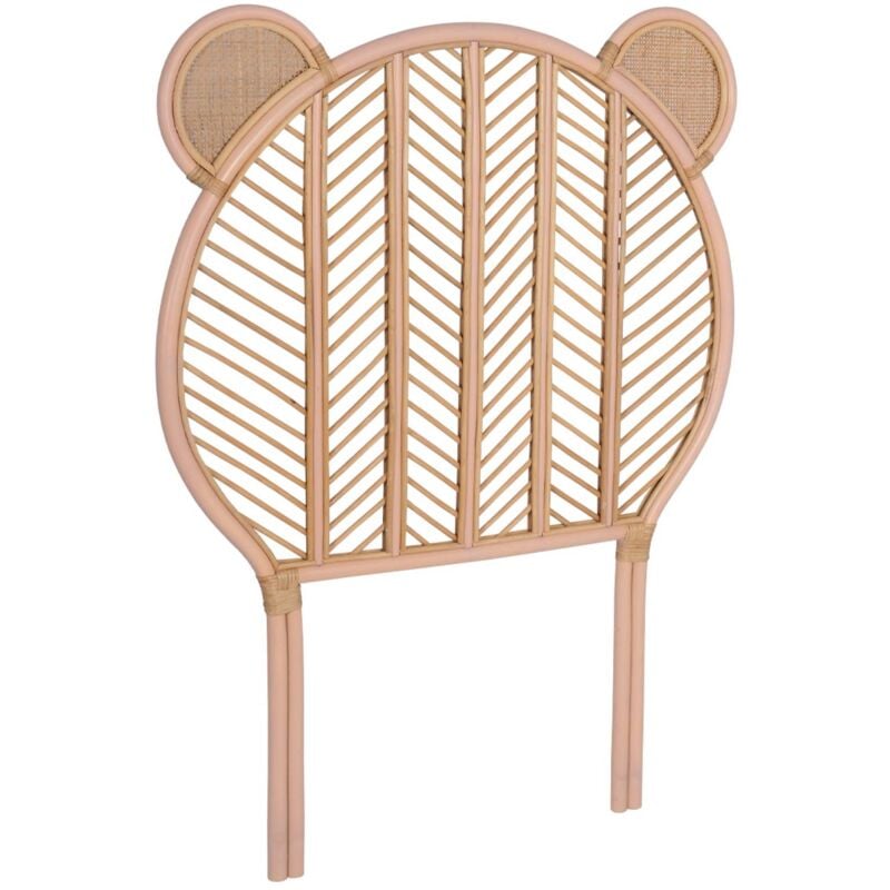 Tête de lit en rotin pour chambre enfant. Nias 90 x 100cm. coloris naturel / rose