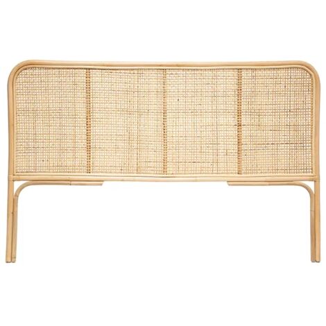 Tête de lit en rotin tressé, coloris beige - Longueur 160 x Profondeur 3 x Hauteur 100 cm