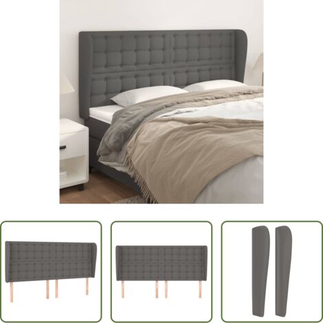 Tête de lit en similicuir -  Tête de lit avec oreilles Gris 183x23x118/128 cm Similicuir