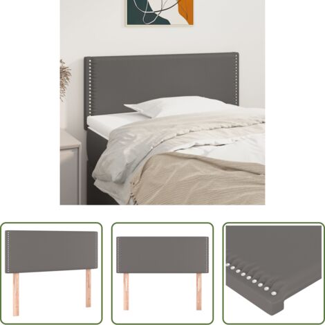 Tête de lit en similicuir -  Tête de lit Gris 80x5x78/88 cm Similicuir