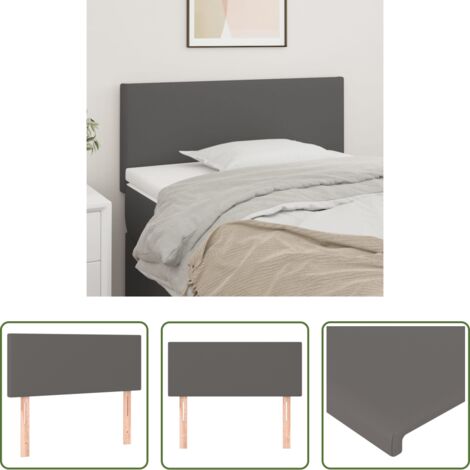 Tête de lit en similicuir -  Tête de lit Gris 90x5x78/88 cm Similicuir