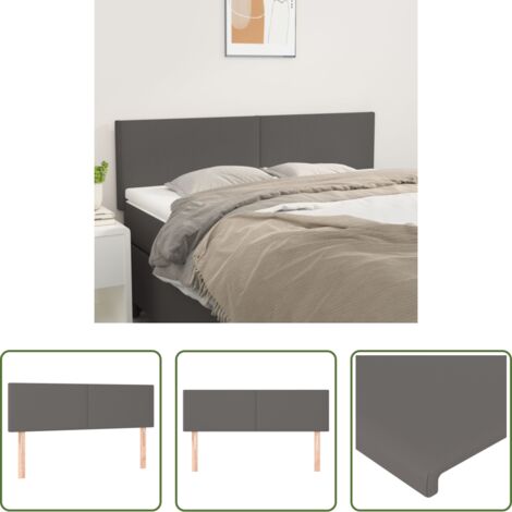 Tête de lit en similicuir -  Têtes de lit Gris 144x5x78/88 cm Similicuir
