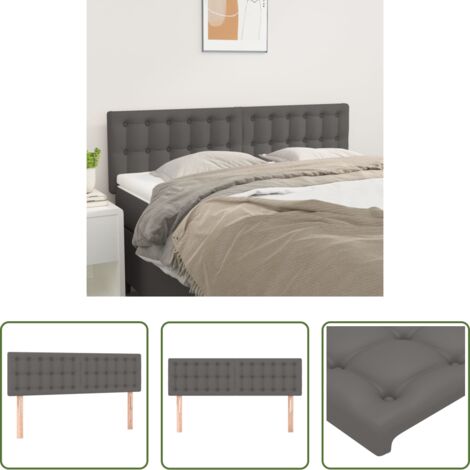 Tête de lit en similicuir -  Têtes de lit Gris 144x5x78/88 cm Similicuir