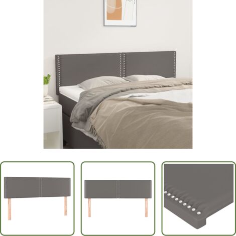 Tête de lit en similicuir -  Têtes de lit Gris 144x5x78/88 cm Similicuir