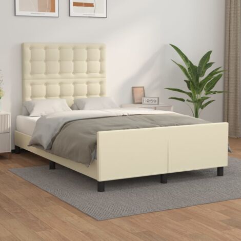 Tête de lit en similicuir - vidaXL Cadre de lit avec tête de lit Crème 120x200 cm Similicuir - Soutien du dos