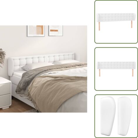 Tête de lit en similicuir - vidaXL Tête de lit avec oreilles Blanc 163x23x78/88 cm Similicuir - Tête de lit en bois