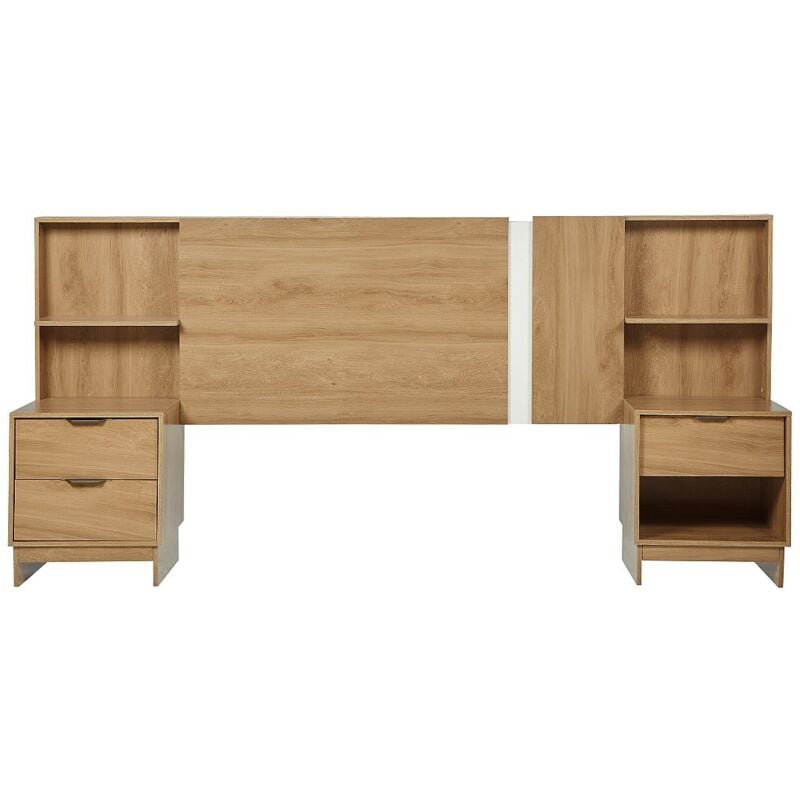 Tête de lit extensible avec chevets - 140/160 cm - Coloris : Naturel - novoli