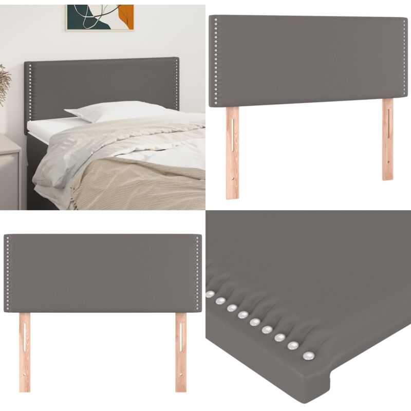 Tête de lit Gris 100x5x78/88 cm Similicuir - Tête De Lit - Literie - Meuble De Chambre - Mobilier - Simili Cuir - Home & Living