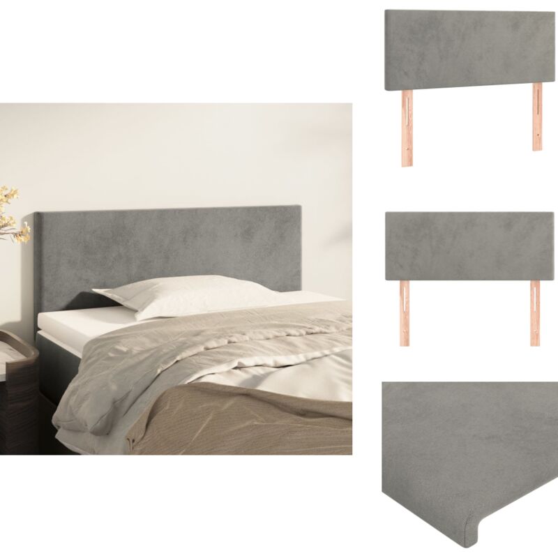 Tête de lit Gris clair 90x5x78/88 cm Velours - Tête De Lit - Literie - Meuble De Chambre - Velours - Chaise Longue