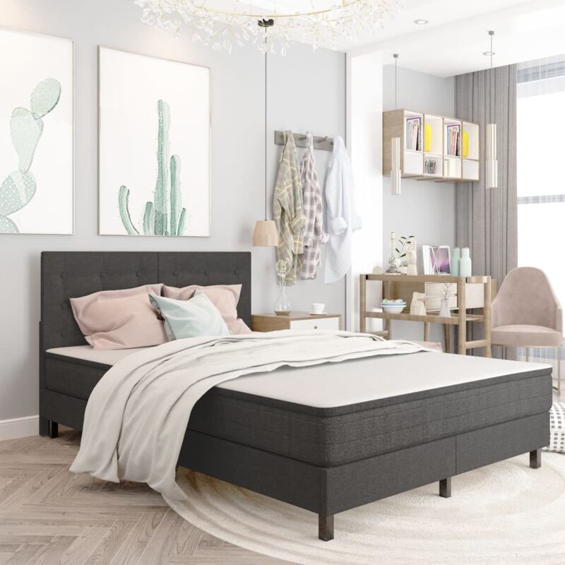 Vidaxl t&ecirc;te de lit touffet&eacute;e gris fonc&eacute; tissu 140x200 cm 287472