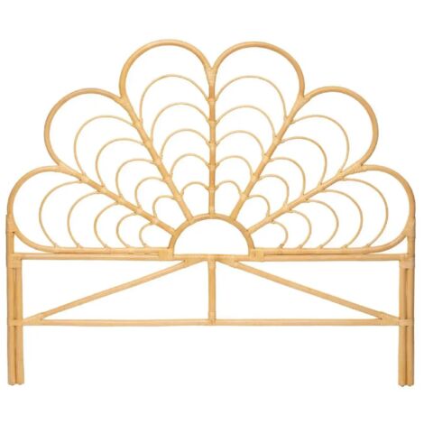 Tête de lit haute en rotin coloris naturel - Longueur 160 x Profondeur 2.8 x Hauteur 140 cm -PEGANE-