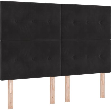 Tête de lit LED avec bandes LED Noir 144 cm Velours