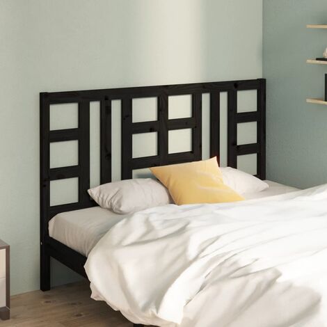 Tête de lit magnifique - Armoire de Tête de lit pour Chambre - Noir 126x4x100 cm Bois massif de pin -99479