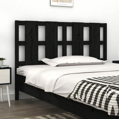 Tête de lit magnifique - Armoire de Tête de lit pour Chambre - Noir 145,5x4x100 cm Bois massif de pin -92906