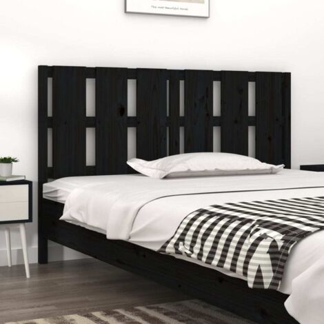 Tête de lit magnifique - Armoire de Tête de lit pour Chambre - Noir 155,5x4x100 cm Bois massif de pin -77517