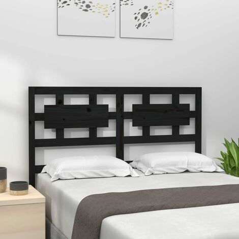 Tête de lit magnifique - Armoire de Tête de lit pour Chambre - Noir 185,5x4x100 cm Bois massif de pin -66364