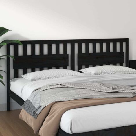 Tête de lit magnifique - Armoire de Tête de lit pour Chambre - Noir 205,5x4x100 cm Bois massif de pin -26963