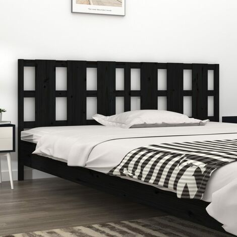 Tête de lit magnifique - Armoire de Tête de lit pour Chambre - Noir 205,5x4x100 cm Bois massif de pin -42548