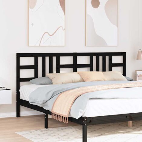 Tête de lit magnifique - Armoire de Tête de lit pour Chambre - Noir 206x4x100 cm Bois massif de pin -61072