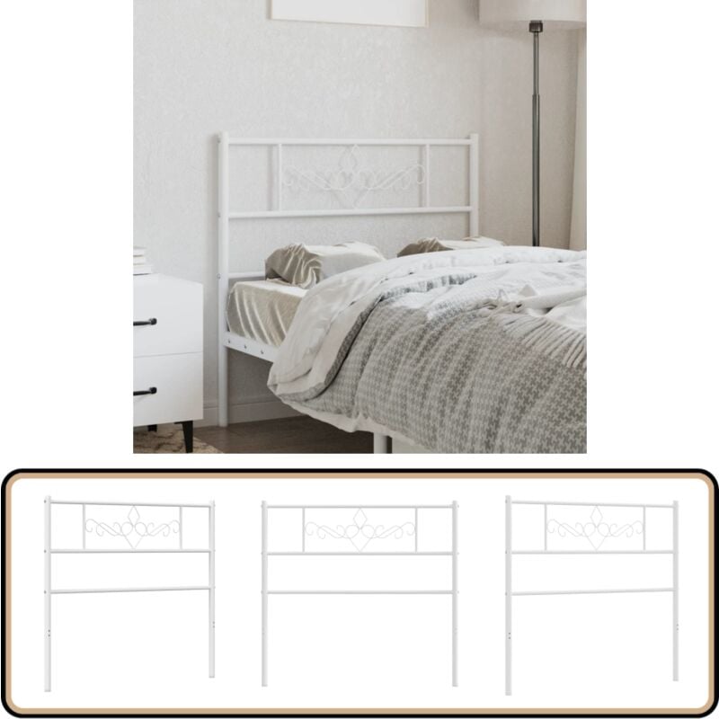 Tête de lit métal blanc 90 cm - Tête De Lit - Lit - Meuble De Chambre - Têtière De Lit - Design Moderne