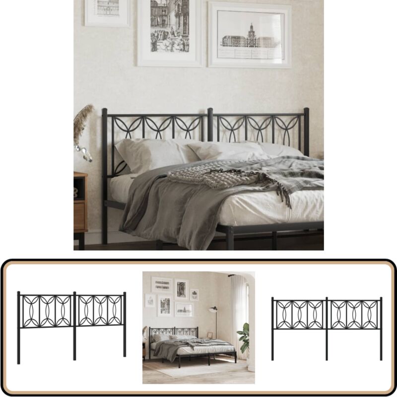 Tête de lit métal noir 160 cm - Tête De Lit - Lit Double - Tête De Lit En Métal - Tête De Lit Noire - Meuble De Chambre