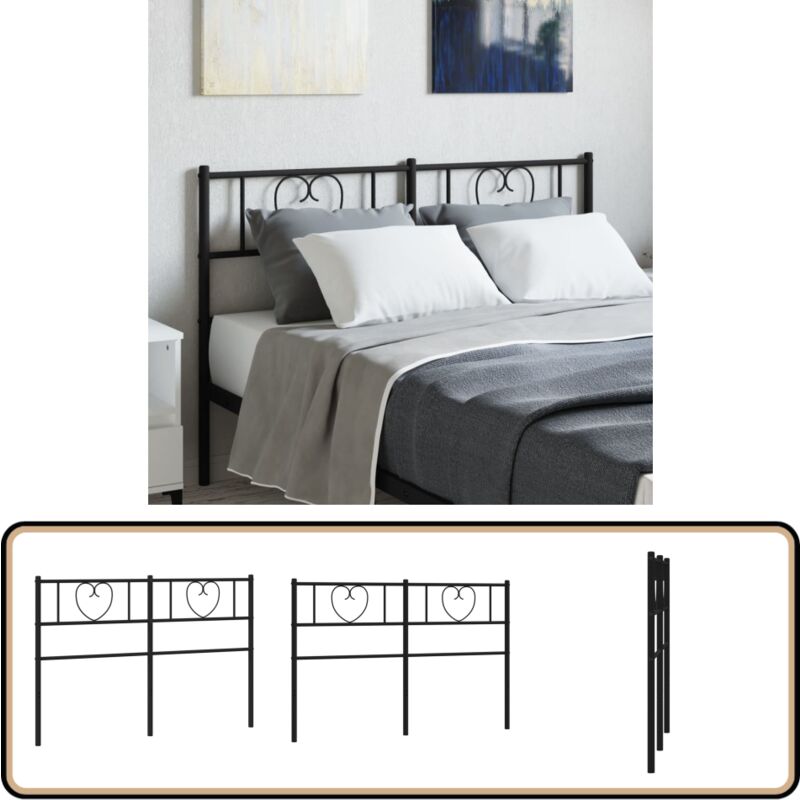 Tête de lit métal noir 160 cm - Tête De Lit - Lit - Meuble De Chambre - Literie - Décoration Chambre