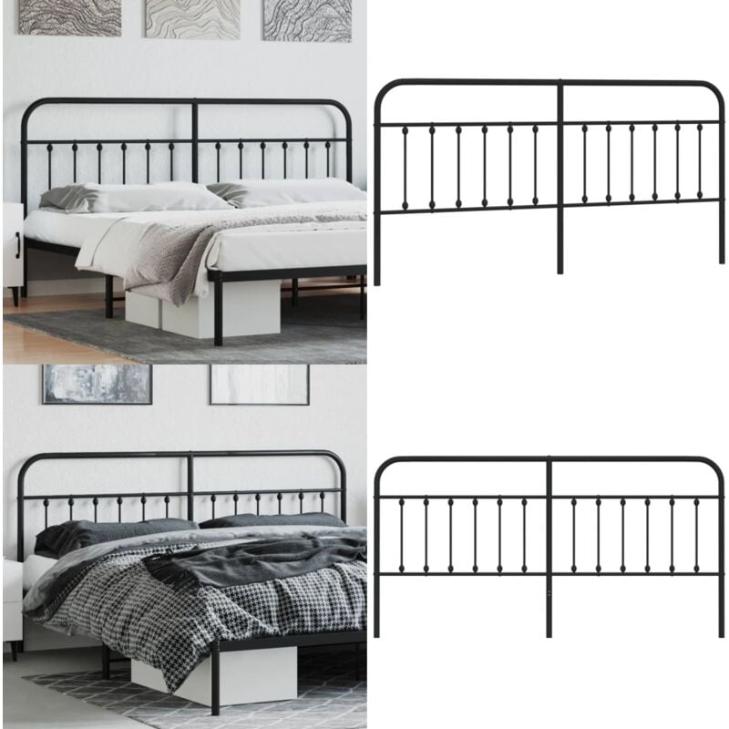 Tête de lit métal noir 200 cm - Tête De Lit - Lit Double - Tête De Lit Métal - Tête De Lit Noire - Meuble Chambre - Home & Living