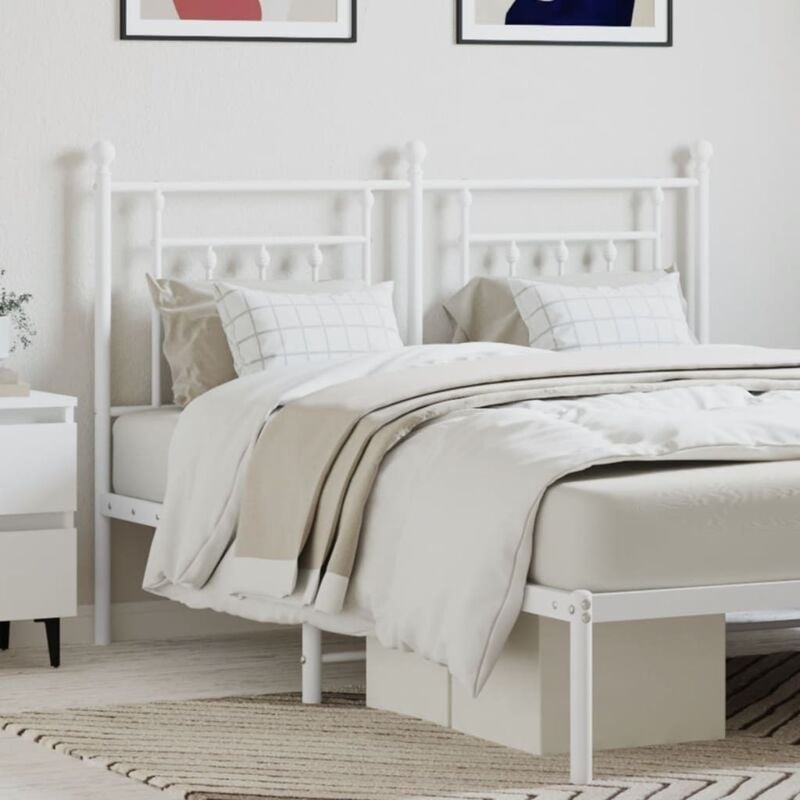 Furniture Limited - Tête de lit métal blanc 140 cm