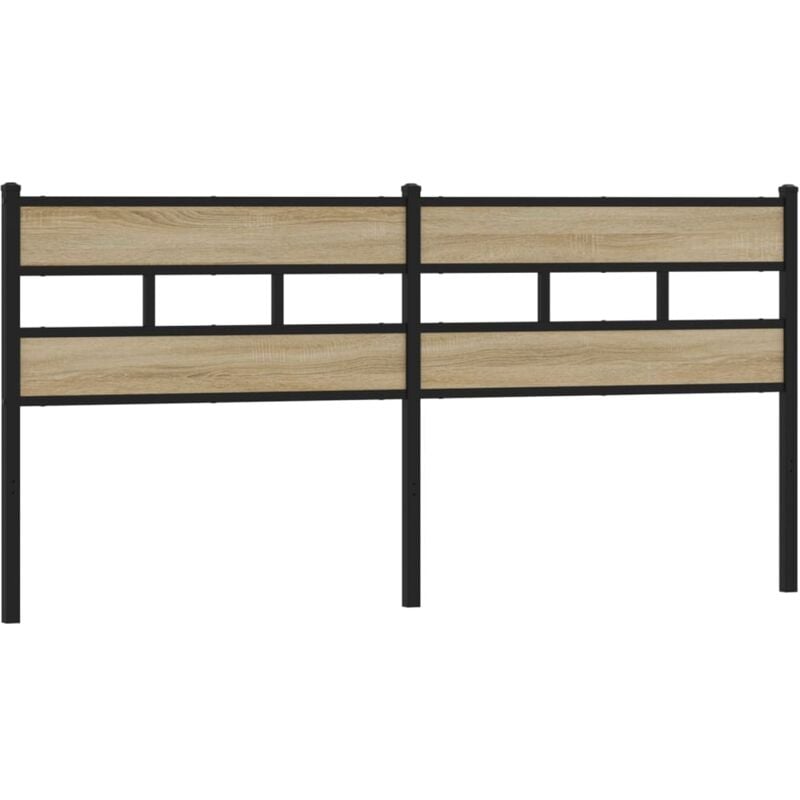 Tête de lit chêne sonoma 200 cm fer et bois d’ingénierie vidaXL