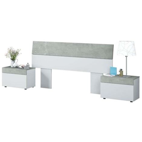 Tête de lit moderne 176 cm avec 2 tables de chevet 61 cm – Panneau mélamine 15/19 mm – Pieds ABS – Assemblage facile – Venditadimobilionline