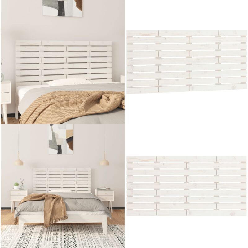 Vidaxl - Tête de lit murale Blanc 126x3x63 cm Bois massif de pin - Tête De Lit Murale - Tête De Lit Bois - Tête De Lit Blanche - Décoration Chambre