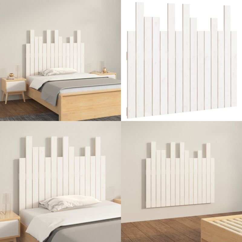 Vidaxl - Tête de lit murale Blanc 95,5x3x80 cm Bois massif de pin - Tête De Lit Murale - Tête De Lit Bois - Tête De Lit Blanche - Literie