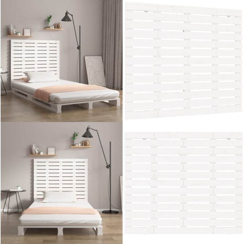 Vidaxl - Tête de lit murale Blanc 96x3x91,5 cm Bois massif de pin - Tête De Lit Murale - Tête De Lit Bois - Tête De Lit Blanche - Literie