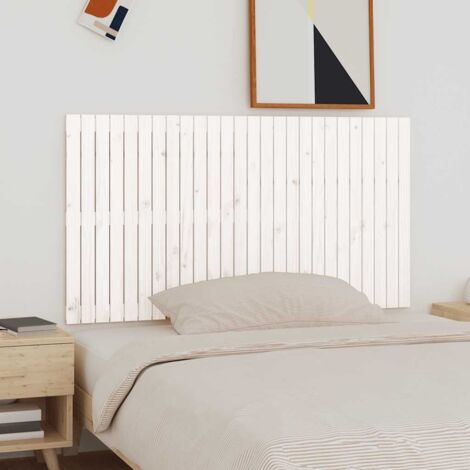 Tête de lit murale pour lit double, Cadre de lit, Tableau décoratif de chevet Blanc 166x3x90 cm Bois massif de pin CDE22585