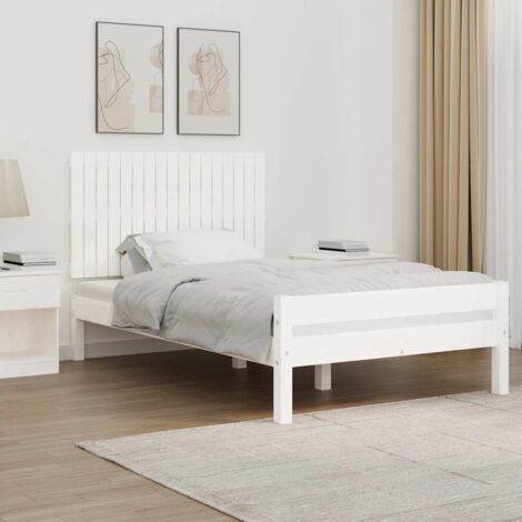Tête de lit murale pour lit simple, Cadre de lit, Tableau décoratif de chevet Blanc 108x3x60 cm Bois massif de pin CDE76842