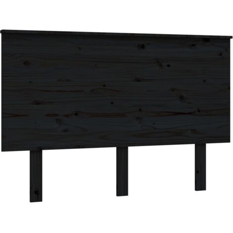 Tête de lit Noir 124x6x82,5 cm Bois massif de pin