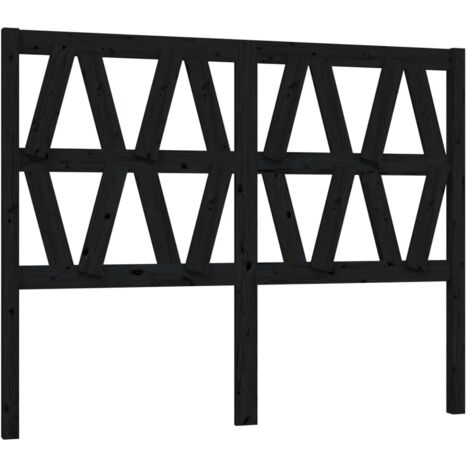 Tête de lit Noir 126x4x100 cm Bois massif de pin