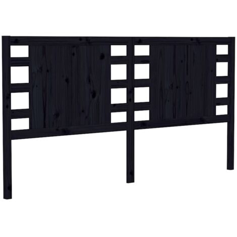 Tête de lit Noir 126x4x100 cm Bois massif de pin
