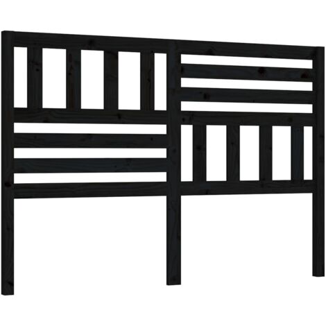 Tête de lit Noir 126x4x100 cm Bois massif de pin