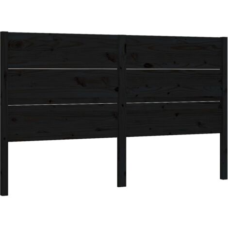 Tête de lit Noir 126x4x100 cm Bois massif de pin