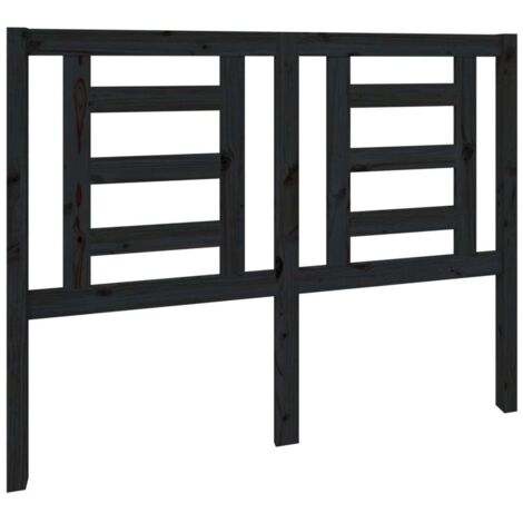 Tête de lit Noir 126x4x100 cm Bois massif de pin