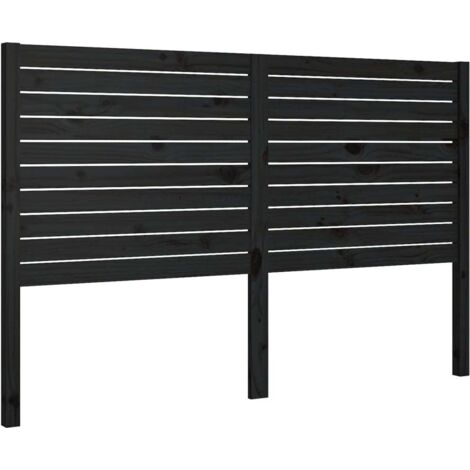Tête de lit Noir 126x4x100 cm Bois massif de pin