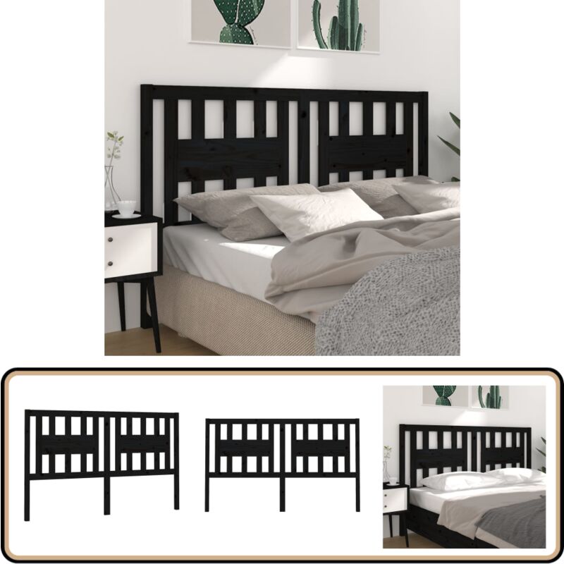 Tête de lit Noir 126x4x100 cm Bois massif de pin - Tête De Lit - Lit - Meuble De Chambre - Bois Massif - Tête De Lit En Bois